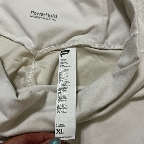 NWOT Fabletics Powerhold Leggings Off White XL - Picture 4 of 6